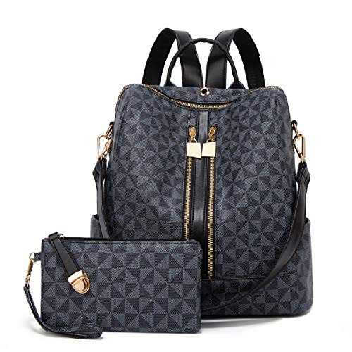 Backpacks for Women Fashion Leather Bags Satchel Bags Anti-theft Rucksack Ladies Travel Bags Handbags and Purses Bags 2Pcs