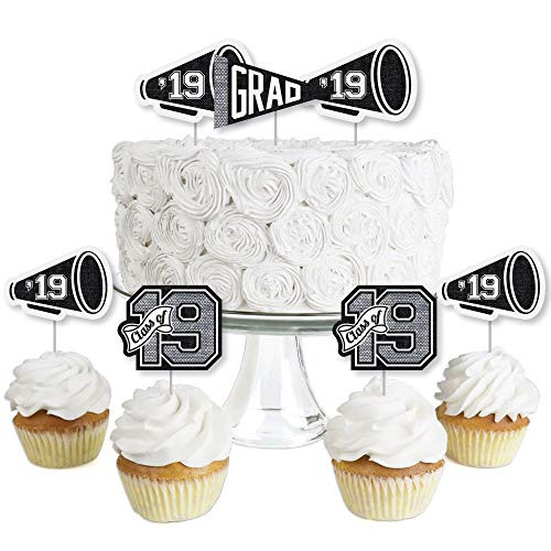 All Star Grad - Dessert Cupcake Toppers - 2019 Graduation Party Clear Treat Picks - Set of 24