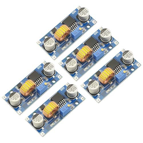 XLX 5PCS 5A Dc-Dc Adjustable XL4015 Step-Down Module 4-38V Input 1.25-36V Output Constant Current Regulator High Power High Efficiency Low Ripple Converter for Charging or LED Driver Module