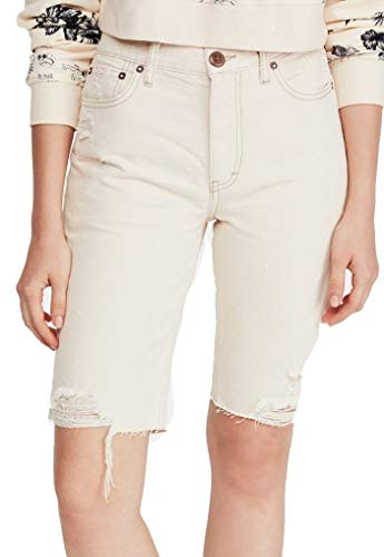 Free People Caroline Cutoff Denim Shorts Ecru Seeded 26