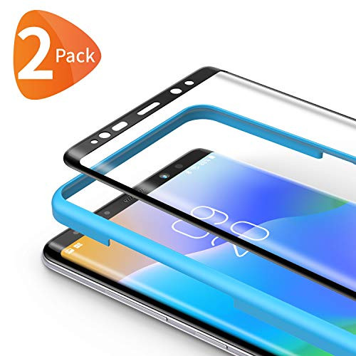 Bewahly Screen Protector for Samsung Galaxy S8 [2-Pack], 3D Curved Full Coverage HD Tempered Glass Screen Protector Film 9H Hardness with Installation Tray for Samsung Galaxy S8 - Black
