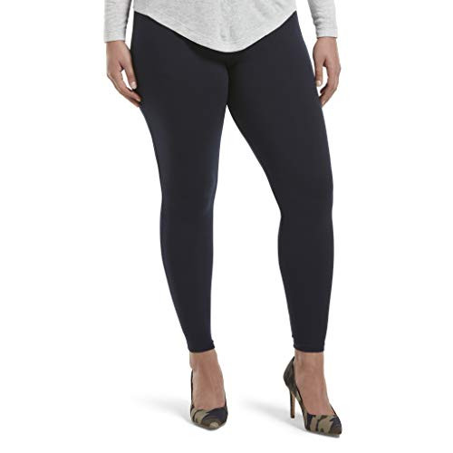 HUE Women's Wide Waistband Blackout Cotton Leggings- Assorted Hosiery- Navy- X-Large US