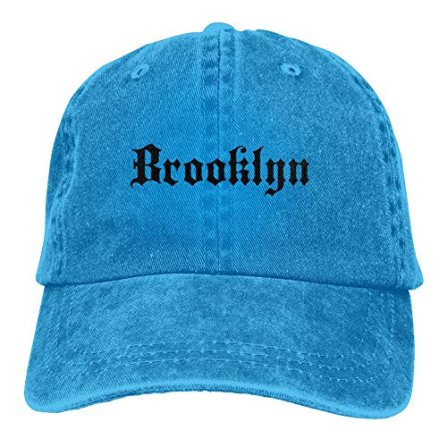 JSRTELOI Brooklyn Old English Casquette Hat Adjustable Unisex Baseball Cap Trucker Fashion Hat for Adults Blue JSRTELOI Brooklyn Old English Casquette Hat Adjustable Unisex Baseball Cap Trucker Fashion Hat for Adults Blue