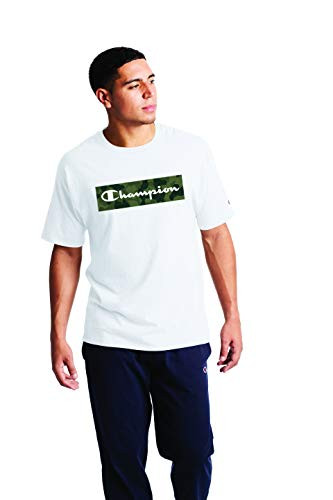 Champion Men's Classic Graphic Tee- White - Camo Box Script- Small
