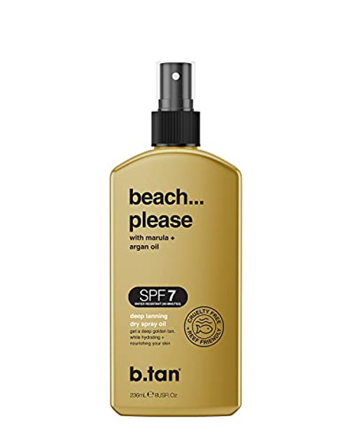 b.tan Beach Please Tanning Spray Oil SPF 7 - Ultra Deep Tanning Dry Spray Body Oil- Tan Intensifier Enriched with Marula and Argan Oil- 8 fl oz b.tan Beach Please Tanning Spray Oil SPF 7 - Ultra Deep Tanning Dry Spray Body Oil- Tan Intensifier Enriched with Marula and Argan Oil- 8 fl oz