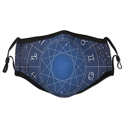 Face Cloth For mens and womens-Zodiac Horoscope Chart In Wheel Shape With Dates In Space Dots Image?Cold Mouth Dustproof Double Protection Face Cloth For mens and womens-Zodiac Horoscope Chart In Wheel Shape With Dates In Space Dots Image?Cold Mouth Dustproof Double Protection