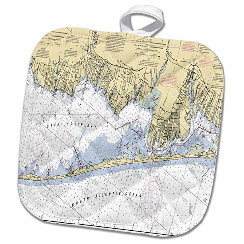 3dRose Print of South Bay and Barrier Islands Chart Potholder- 8 x 8