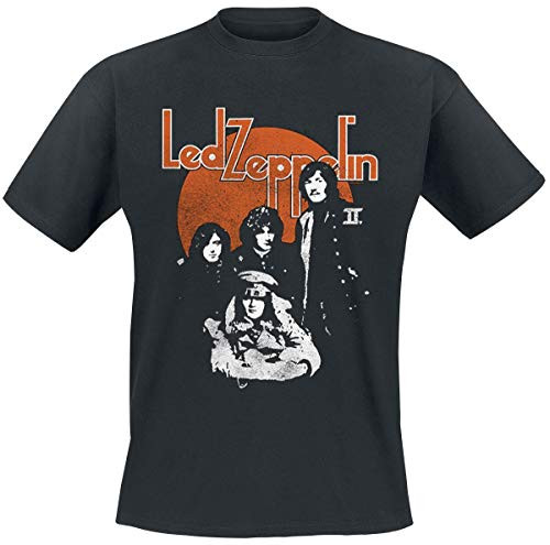 Led Zeppelin T Shirt Orange Circle Band Logo Official Mens Black Size L