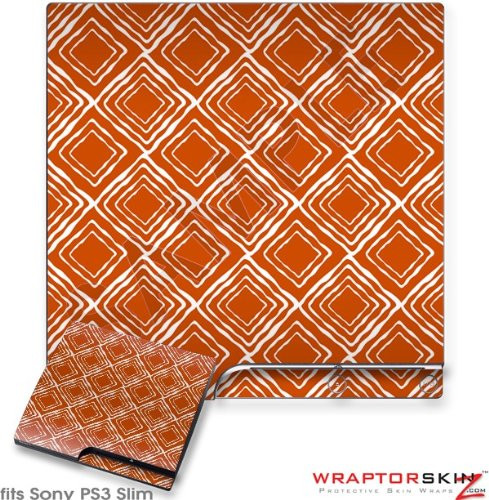 Sony PS3 Slim Decal Style Skin Wavey Burnt Orange