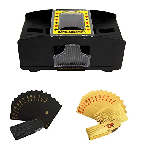ZEAVAN Automatic Card Shuffler with 2 Deck of Playing Cards- Adult Elderly Electric Easy to Use Bridge Game Electric Playing Card Shuffler Automatic Poker Shuffling Machine -2-Deck- BCD