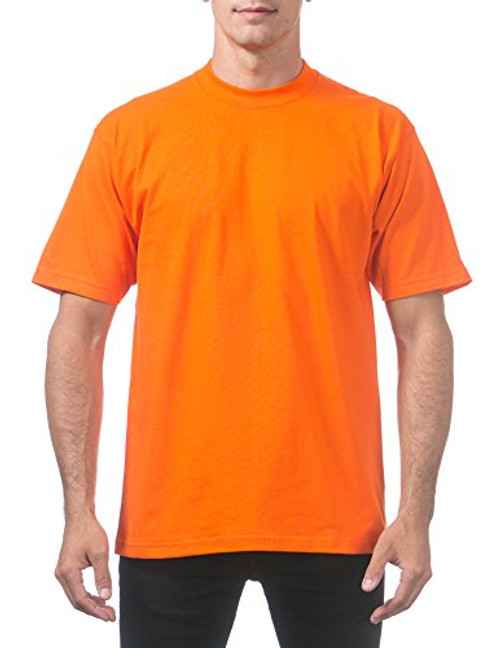 Pro Club Men's Heavyweight Cotton Short Sleeve Crew Neck T-Shirt- Orange Tangerine- 7X-Large
