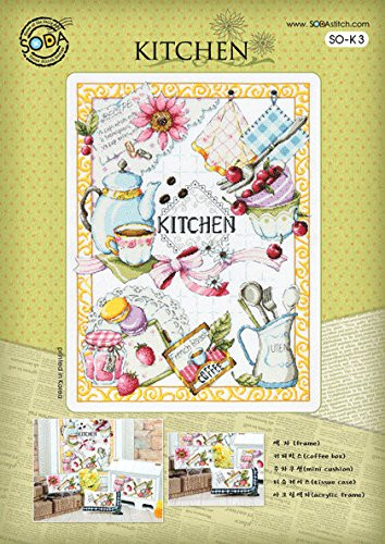 SO-K3 KITCHEN- SODA Cross Stitch Pattern leaflet- authentic Korean cross stitch design chart color printed on coated paper