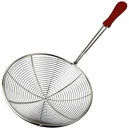 Bignay Stainless Steel Skimmer Strainer for Kitchen Frying Food, Pasta, Spaghetti, Noodle Wire Skimmer with Spiral Mesh, Professional Grade Handle Bignay Stainless Steel Skimmer Strainer for Kitchen Frying Food, Pasta, Spaghetti, Noodle Wire Skimmer with Spiral Mesh, Professional Grade Handle