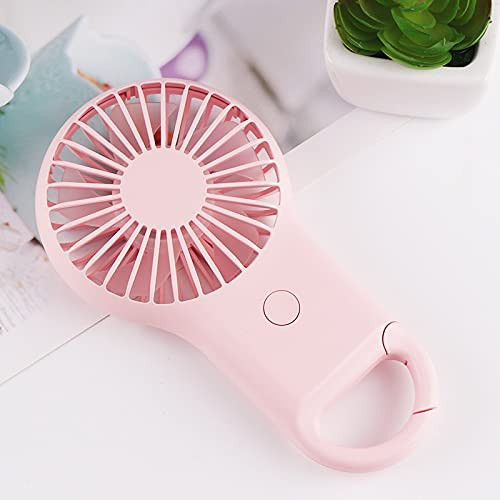 JHHXW Hang Waist Fan- with LED Color Light- Handheld Mini Fan- Outdoor Portable USB Charging Fan -Color - Pink-