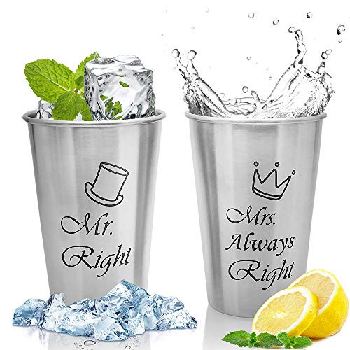 Unbreakable Love, Mr Right and Mrs Always Right Couple Mug,Stainless Steel Cups,Beer Cups,Wedding Gift for Bride and Groom,Engagement Newlyweds,Anniversary,Couples,Birthday,Bridal Shower (Mr & Mrs)