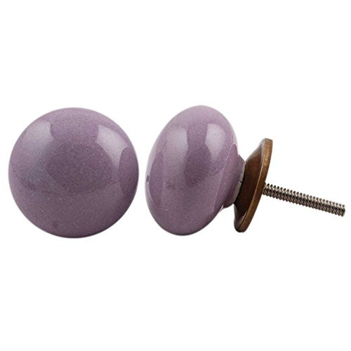 IndianShelf 6 Piece Handmade Purple Ceramic Flat Solid Dresser Drawer Cabinet Pulls Wardrobe Door Knobs Kitchen Handles