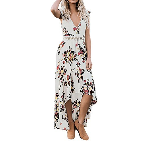 Sexy Backless Asymmetrical Lace Maxi Dress Women Summer Floral Flowy Deep V Neck Dresses White Sexy Backless Asymmetrical Lace Maxi Dress Women Summer Floral Flowy Deep V Neck Dresses White