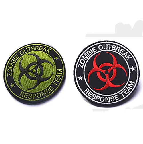 2 Pieces Velcro Patch Zombie Outbreak Embroidery Morale Fun Novelty Patches Set Morale Tactical Patch OB15-2P-2