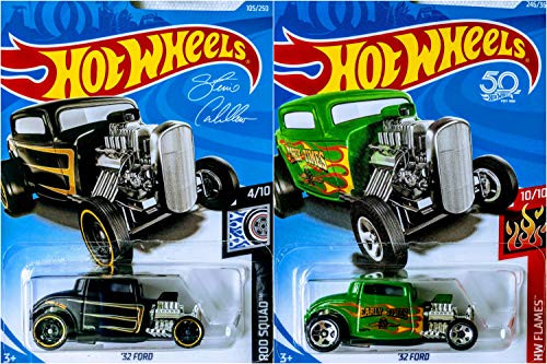 Hot Wheels 32 Ford Green 246/365 and 32 Ford Black 105/250 2 Car Bundle Set