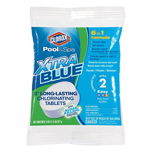 Clorox Pool and Spa 23000CLX XtraBlue 3inch Long Lasting Chlorinating Tablets- White