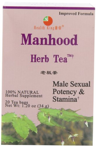 Health King Manhood Herb Tea- Teabags- 20-Count Box -Pack of 4-