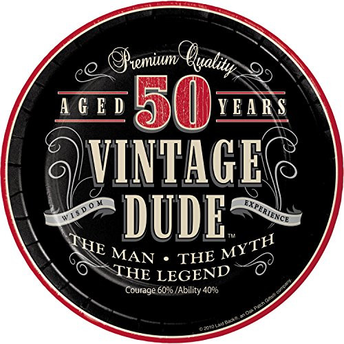 Vintage Dude 50th Birthday Dessert Plates, 24 ct