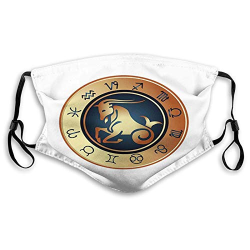 Fillter Face Cloth for Mens and Womens-Horoscope Chart Capricorn Silhouette Astrology Zodiac Illustration ?Cold Mouth Dustproof Double Protection-S