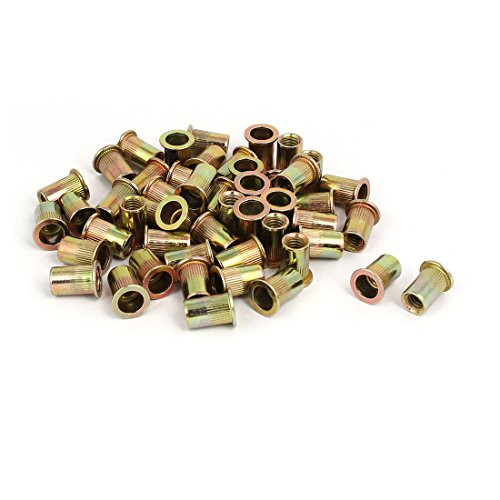 Aexit 5/16inch Female Nails- Screws  and  Fasteners Thread Straight Knurled Rivet Nuts Insert Nutserts Bronze Nut  and  Bolt Sets Tone 50pcs