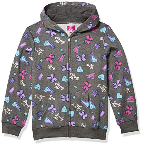 Nickelodeon JoJo Siwa Girls Hoodie Bow Unicorn Pink Zippered Jacket Hooded- Charcoal Heather- S -6-6X-