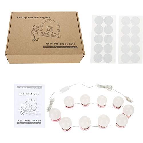 Nikou Makeup Mirror Light - LED Bulbs Mirror Light Cosmetic Vanity Mirror Lights Lamp Kit Lens Headlight 10 Bulbs