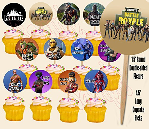 Battle Royal Fortnit Cupcake Picks Double-Sided Images Cake Topper - 12, Video