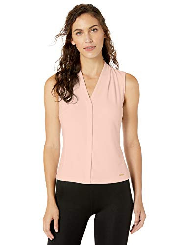 Calvin Klein Women's Solid Sleeveless V-Neck Cami -Petite and Standard-- Blush- Medium