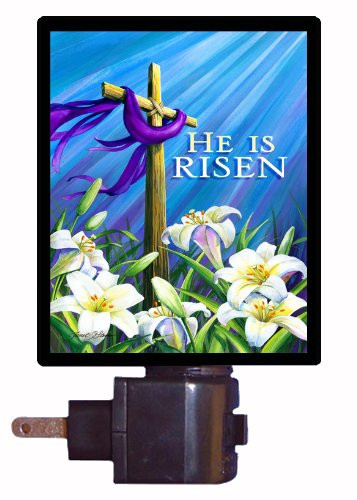 Religious Night Light- He is Risen Cross- Easter- Other Holidays LED Night Light