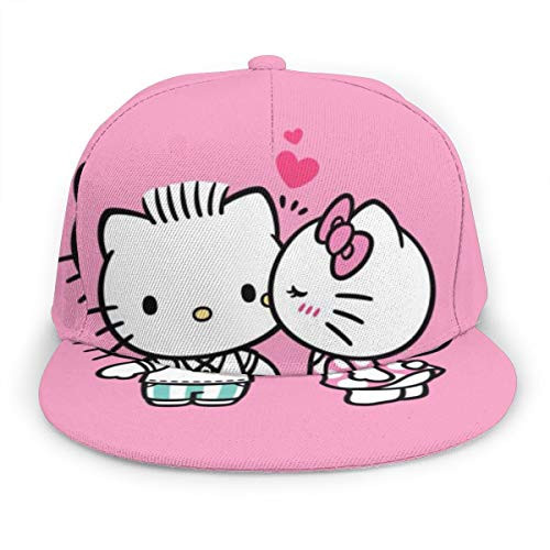 Cute Pink Hello Kitty Baseball Cap for Men and Women Solid Flat Bill Adjustable Snapback Hats Unisex Perfect for Running Workouts and Outdoor Activities