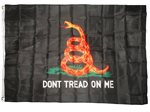 AES 4x6 Black Orange Gadsden Don't Tread On Me Flag 4'x6' ft Grommets Super Polyester Nylon Fade Resistant Double Stitched Premium Penant House Banner Grommets