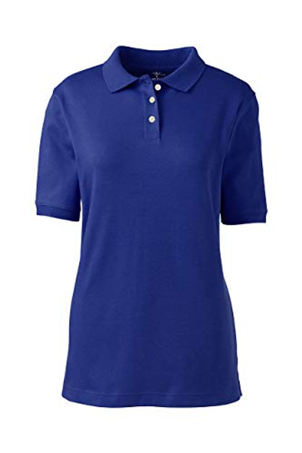 Lands' End School Uniform Women's Short Sleeve Interlock Polo Shirt Medium Cobalt