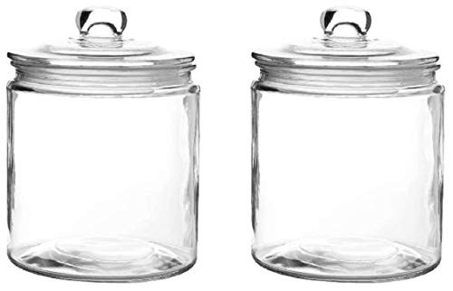 Heritage Hill Glass Jar With Lid 0.5 -1/2- Gallon Storage Jar- Set of 2 - Glass Canister 68oz/2000ml - 2pc Canister Set For Kitchen Counter - Cookie Jar - Glass Storage Jar - Canister With Lid