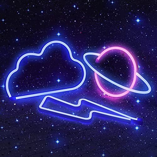 AIWEILUCK Neon Light 3Pack- Planet Lightning Cloud Decorative Led Neon Signs Battery and USB Operated Neon Lights Light up for The Bedroom- Kids Room- Home- Bar- Party