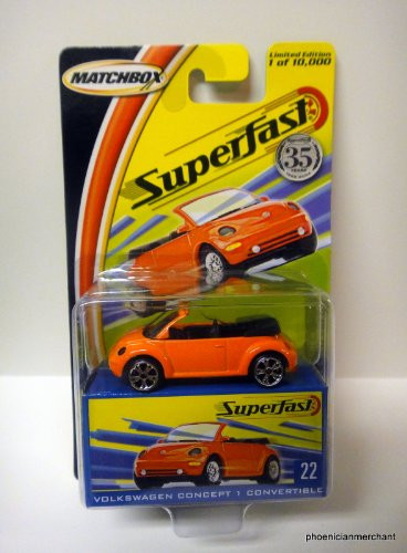 Matchbox 2004 Superfast 35th Anniversary Volkswagen VW Concept 1 Convertible Beetle Orange 22