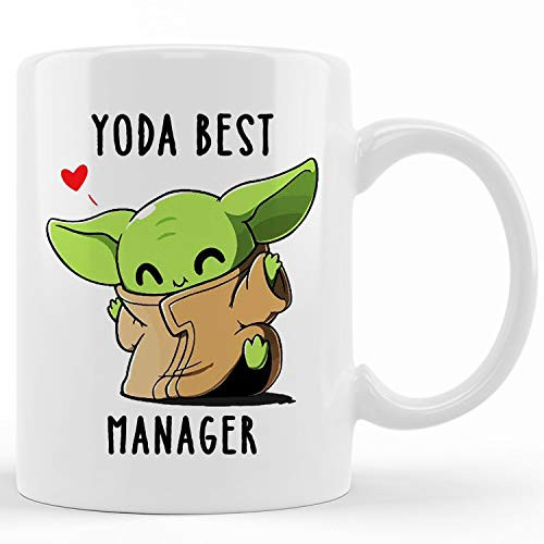Yoda Best Manager Mug- Ceramic Novelty Coffee Mugs 11oz- 15oz- Tea Cup Funny Words- Gift Present Mug For Birthday- Christmas Thanksgiving Festival