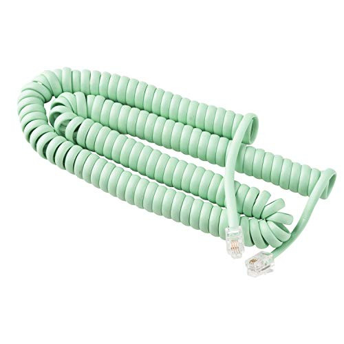 Telephone Cord Handset Curly - Phone Color Earth Day Green 25ft - Works on virtually All Trimline Phones and Princess Telephones