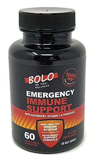 EMERGENCY IMMUNE SUPPORT SUPPLEMENT- 10in1 Antioxidant Immunity Booster- Respiratory Support  and  Stress Response- Vitamin C- B6- E- Elderberry- Zinc- Echinacea- Turmeric- Garlic- Probiotic  and  L-Glutamine