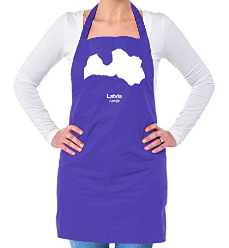 Dressdown Latvia Silhouette - Unisex Adult Kitchen/BBQ Apron - Purple - One Size