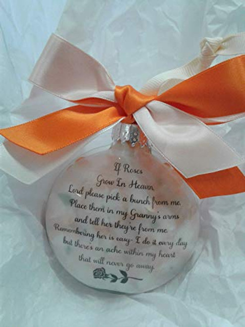 Granny Memorial Christmas Ornament Loss of Grandmother Sympathy Gift filled with Orange Cream Roses Granny Memorial Christmas Ornament Loss of Grandmother Sympathy Gift filled with Orange Cream Roses