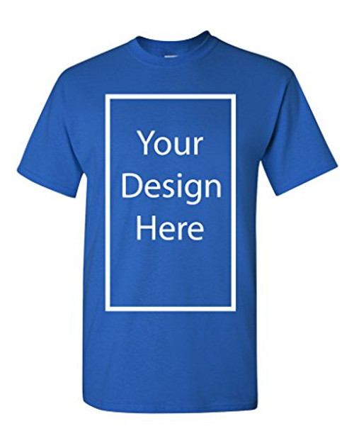 Add Your Own and Text Design Custom Personalized Adult T-Shirt Tee -Large- Royal Blue-