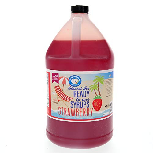 Strawberry Ready to Use Shaved Ice or Snow Cone Syrup Gallon -128 Fl. Oz-