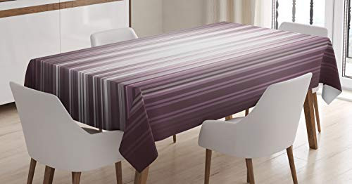Ambesonne Purple Tablecloth- Futuristic Digital Style Stripes and Rays in Unusual Abstraction- Rectangular Table Cover for Dining Room Kitchen Decor- 60inch X 84inch- Mauve Silver