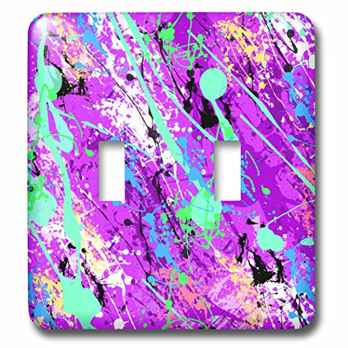 3dRose LLC lsp_77643_2 Purple Paint Splatter Design Double Toggle Switch