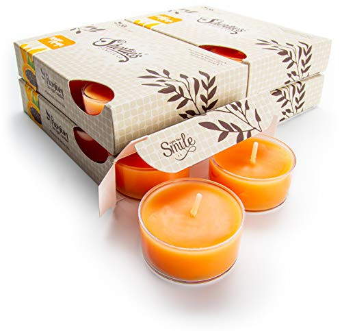 Mango  and  Papaya Tealight Candles Bulk Pack -24 Orange Highly Scented Tea Lights- - Made with Natural Oils - Clear Cup for Beautiful Candlelight - Fruit  and  Berry Collection
