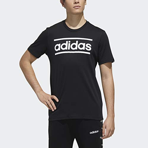 adidas Men's Linear Logo Graphic T-Shirt Black/White Medium